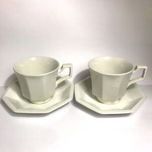 Johnson Brothers Heritage Ironstone 2 Cup & Saucer Sets White Vintage England